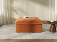 Deluxe Cloud Dark Orange 1-Seater Storage Ottoman | 1-Piece (includes 1 ottoman), Velvet Fabric, Washable Covers