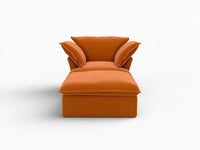 Deluxe Cloud Dark Orange 1-Seater Velvet Sofa | 2-Piece (includes 1 ottoman), Storage Ottoman