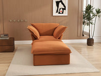 Deluxe Cloud Dark Orange 1-Seater Velvet Sofa | 2-Piece (includes 1 ottoman), Storage Ottoman