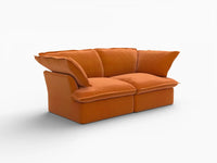 Deluxe Cloud Dark Orange 2-Seater Washable Loveseat | 2-Piece, Velvet Fabric, Small Space