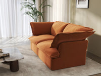 Deluxe Cloud Dark Orange 2-Seater Washable Loveseat | 2-Piece, Velvet Fabric, Small Space