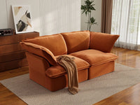 Deluxe Cloud Dark Orange 2-Seater Washable Loveseat | 2-Piece, Velvet Fabric, Small Space