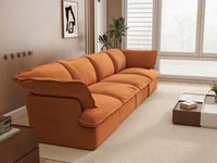 Deluxe Cloud Dark Orange 4-Seater Couch Sectional | 4-Piece, Velvet Fabric, Washable Covers