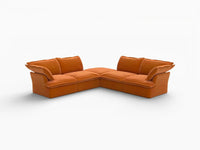 Deluxe Cloud Dark Orange 4-Seater V-Shaped Sofa with Storage | 5-Piece (includes 1 ottoman), Velvet Fabric, Washable Covers
