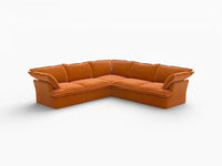 Deluxe Cloud Dark Orange 5-Seater V-Shaped Sofa | 5-Piece, Velvet Fabric, Washable Covers