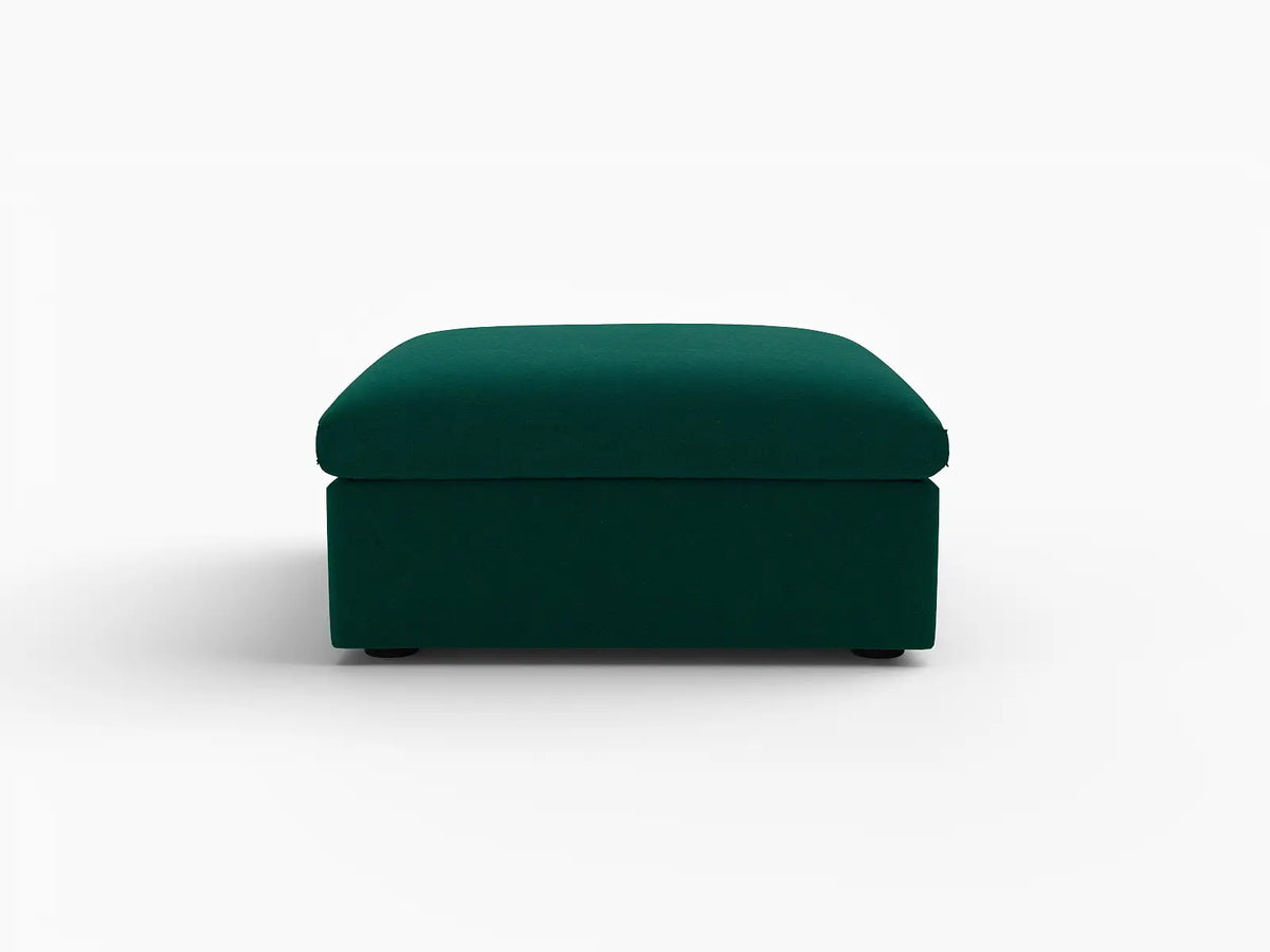 Deluxe Cloud Gem Green Ottoman | 1-Piece (Includes 1 Ottoman), Velvet Fabric, Living Room Accent, Washable Cushion Covers