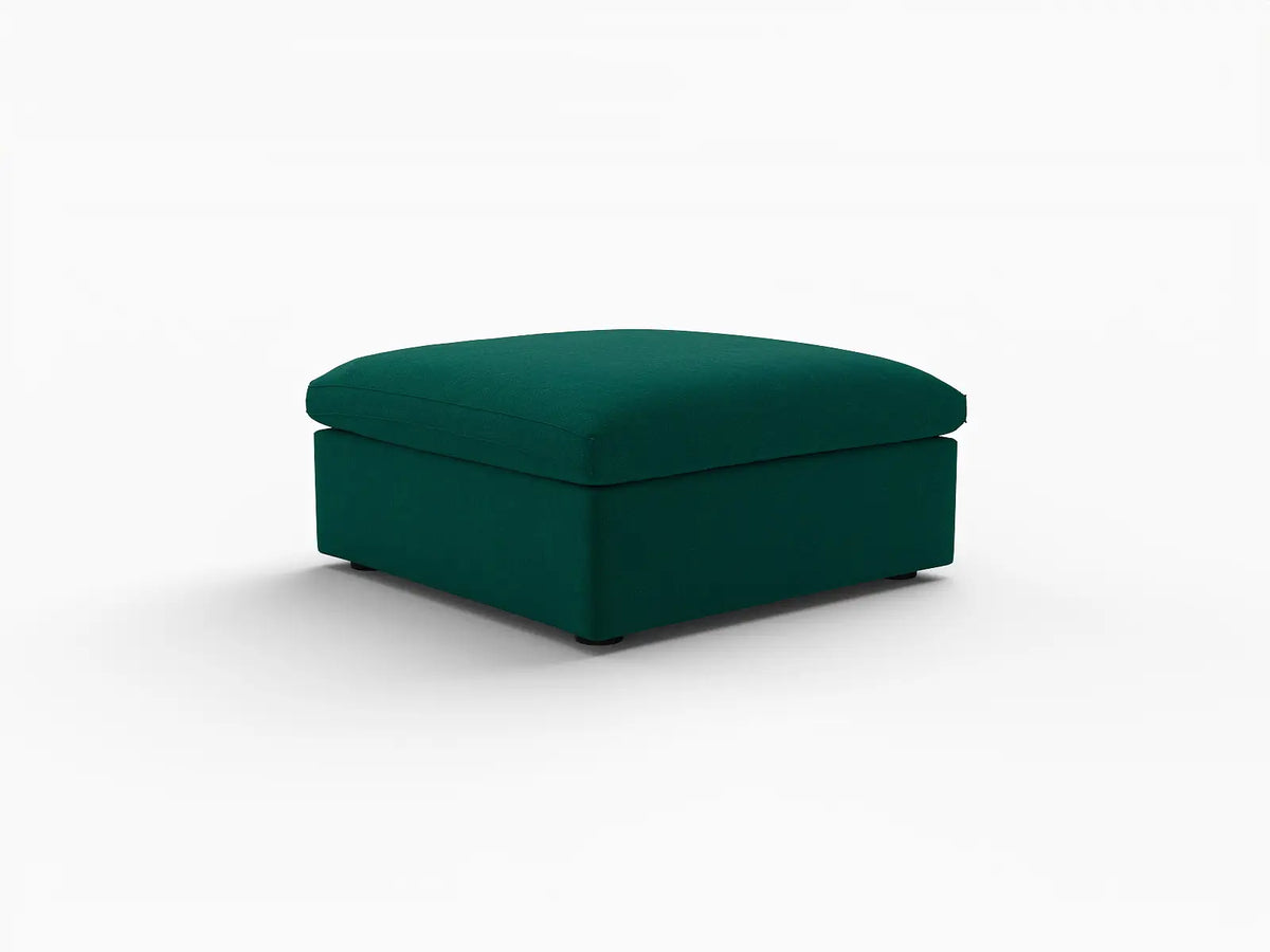 Deluxe Cloud Gem Green Ottoman | 1-Piece (Includes 1 Ottoman), Velvet Fabric, Living Room Accent, Washable Cushion Covers