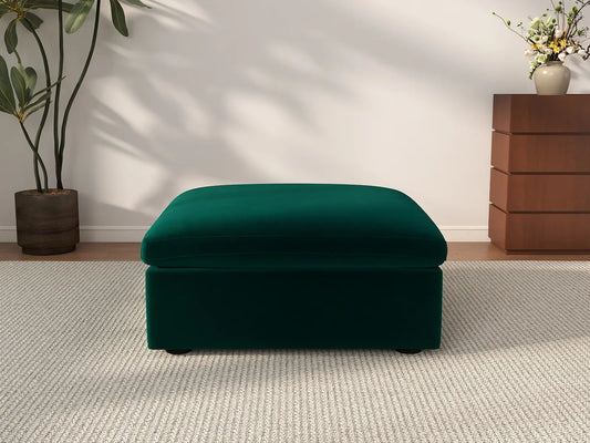 Deluxe Cloud Gem Green Ottoman | 1-Piece (Includes 1 Ottoman), Velvet Fabric, Living Room Accent, Washable Cushion Covers
