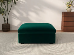 Deluxe Cloud Gem Green Ottoman | 1-Piece (Includes 1 Ottoman), Velvet Fabric, Living Room Accent, Washable Cushion Covers
