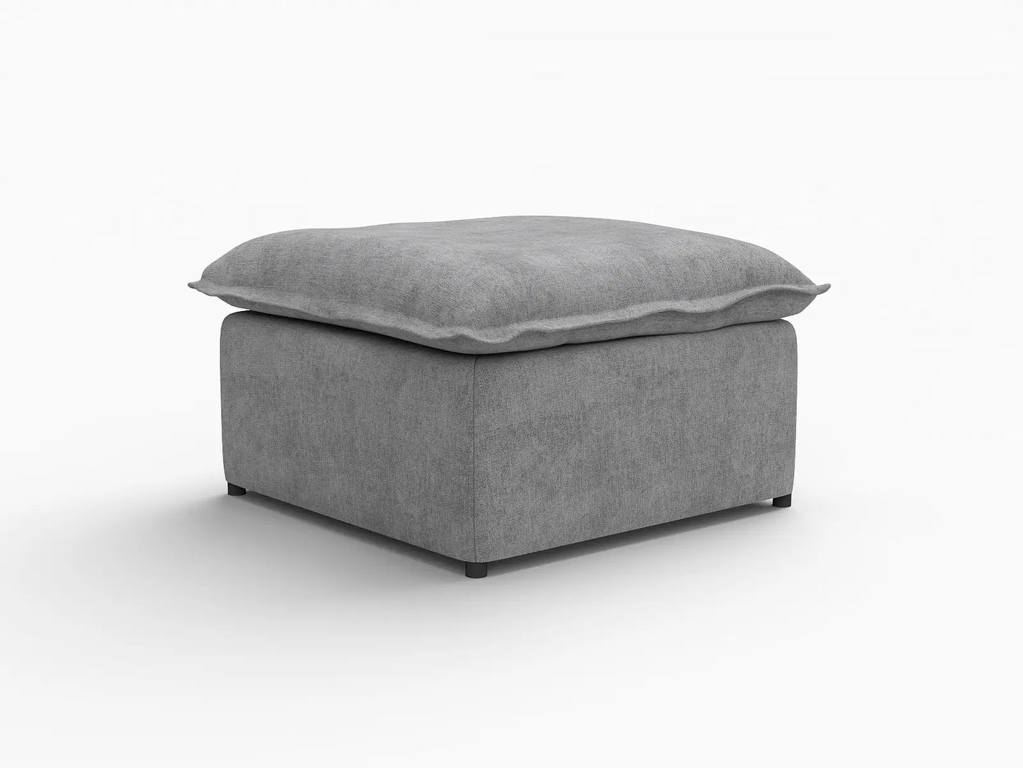 Deluxe Cloud Grey Ottoman | 1-Piece (Includes 1 Ottoman), Linen Look Poly Fabric, Easy To Clean