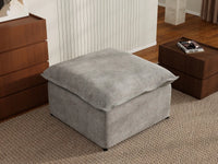 Deluxe Cloud Grey Ottoman | 1-Piece (Includes 1 Ottoman), Linen Look Poly Fabric, Easy To Clean