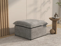 Deluxe Cloud Grey Ottoman | 1-Piece (Includes 1 Ottoman), Linen Look Poly Fabric, Easy To Clean
