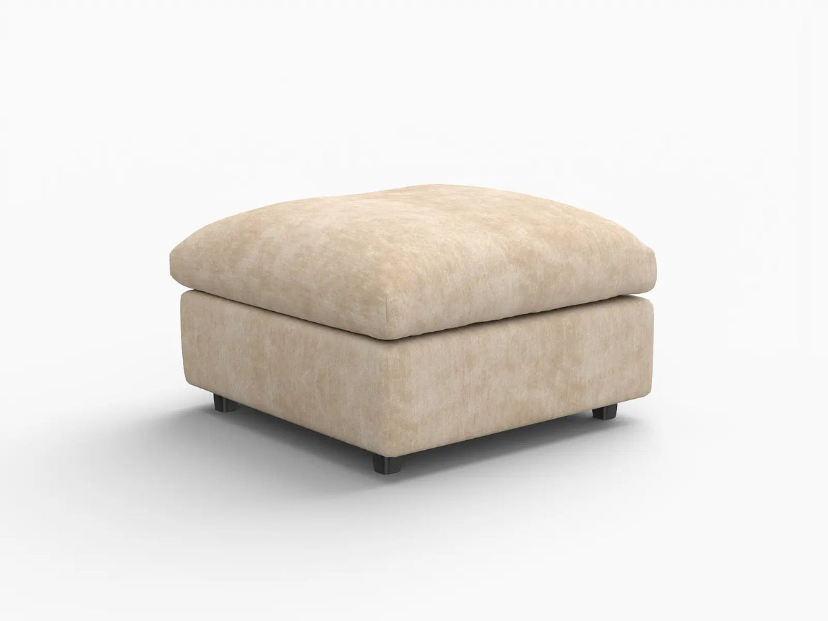 Deluxe Cloud Khaki Ottoman | 1-Piece (Includes 1 Ottoman), Linen-Blend Chenille Fabric, Easy To Clean