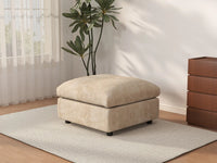 Deluxe Cloud Khaki Ottoman | 1-Piece (Includes 1 Ottoman), Linen-Blend Chenille Fabric, Easy To Clean