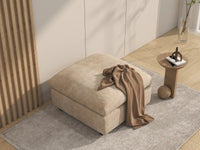Deluxe Cloud Khaki Ottoman | 1-Piece (Includes 1 Ottoman), Linen-Blend Chenille Fabric, Easy To Clean