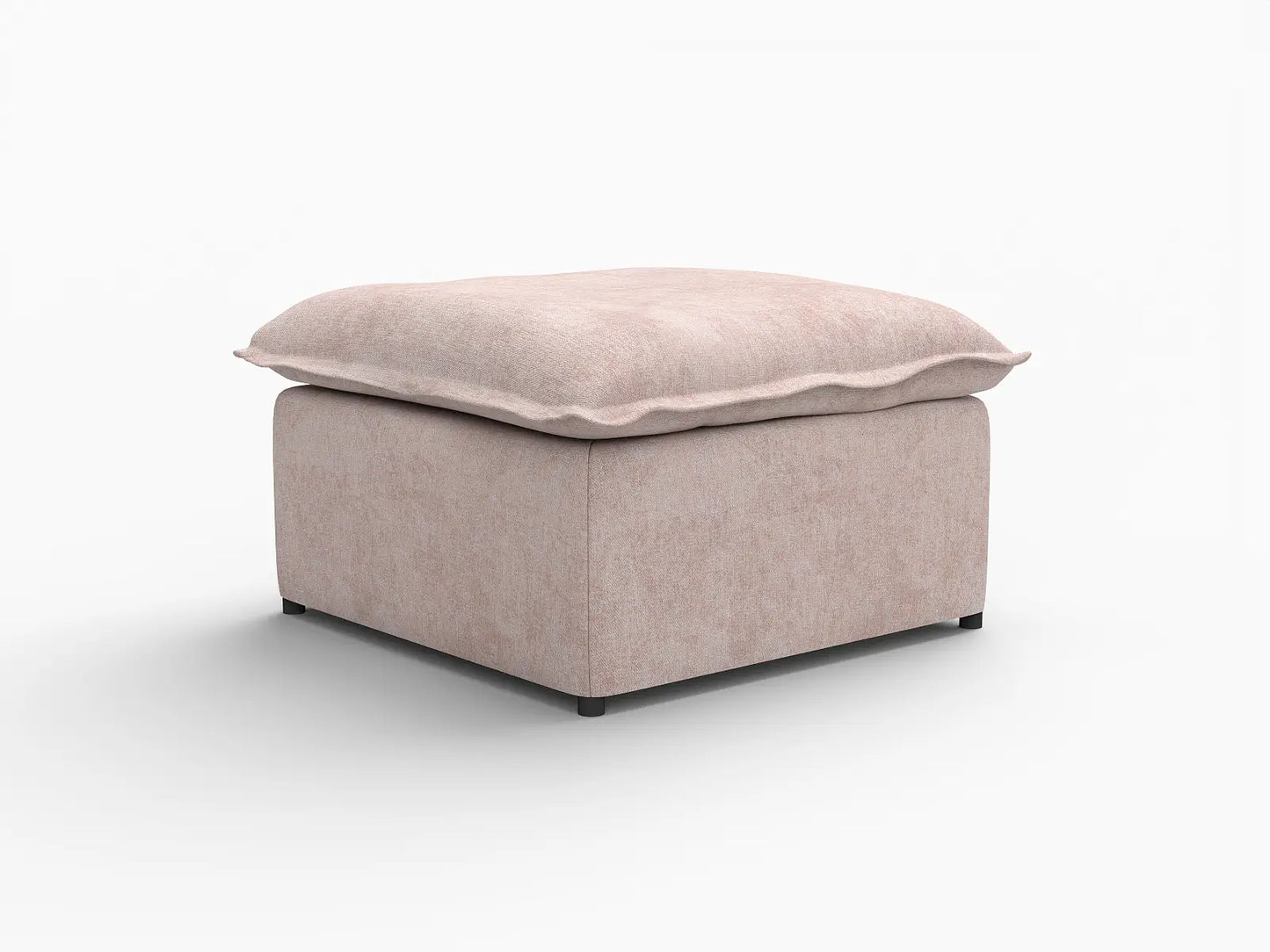 Deluxe Cloud Khaki Ottoman | 1-Piece (Includes 1 Ottoman), Linen Look Poly Fabric, Washable Cushion Covers