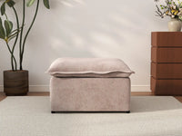 Deluxe Cloud Khaki Ottoman | 1-Piece (Includes 1 Ottoman), Linen Look Poly Fabric, Washable Cushion Covers