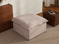 Deluxe Cloud Khaki Ottoman | 1-Piece (Includes 1 Ottoman), Linen Look Poly Fabric, Washable Cushion Covers