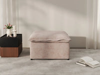 Deluxe Cloud Khaki Ottoman | 1-Piece (Includes 1 Ottoman), Linen Look Poly Fabric, Washable Cushion Covers