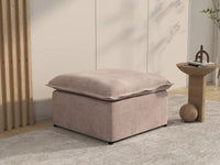 Deluxe Cloud Khaki Ottoman | 1-Piece (Includes 1 Ottoman), Linen Look Poly Fabric, Washable Cushion Covers