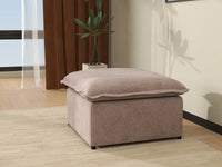 Deluxe Cloud Khaki Ottoman | 1-Piece (Includes 1 Ottoman), Linen Look Poly Fabric, Washable Cushion Covers