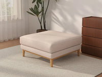 Deluxe Cloud Khaki Ottoman | 1-Piece (Includes 1 Ottoman), Linen Look Poly Fabric, Washable Cushion Covers