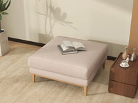 Deluxe Cloud Khaki Ottoman | 1-Piece (Includes 1 Ottoman), Linen Look Poly Fabric, Washable Cushion Covers