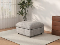 Puf Deluxe Cloud gris claro | 1 pieza (incluye 1 puf), tela de chenilla mezcla de lino, fundas de cojín lavables