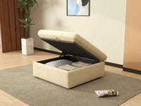 Deluxe Cloud Ottoman in Beige Velvet | 1-Piece (Includes 1 Ottoman), Living Room Accent, Easy To Clean, Small Space