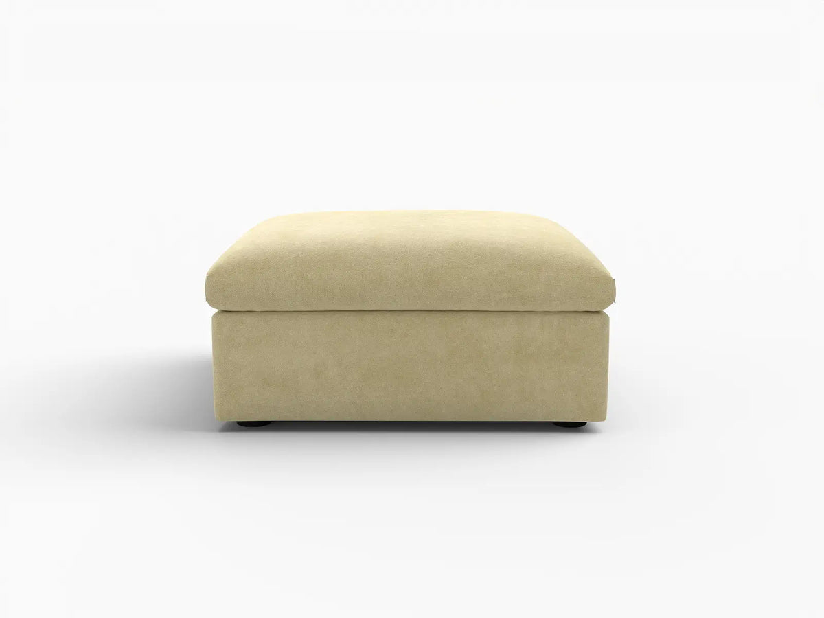 Deluxe Cloud Ottoman in Beige Velvet | 1-Piece (Includes 1 Ottoman), Living Room Accent, Easy To Clean, Small Space