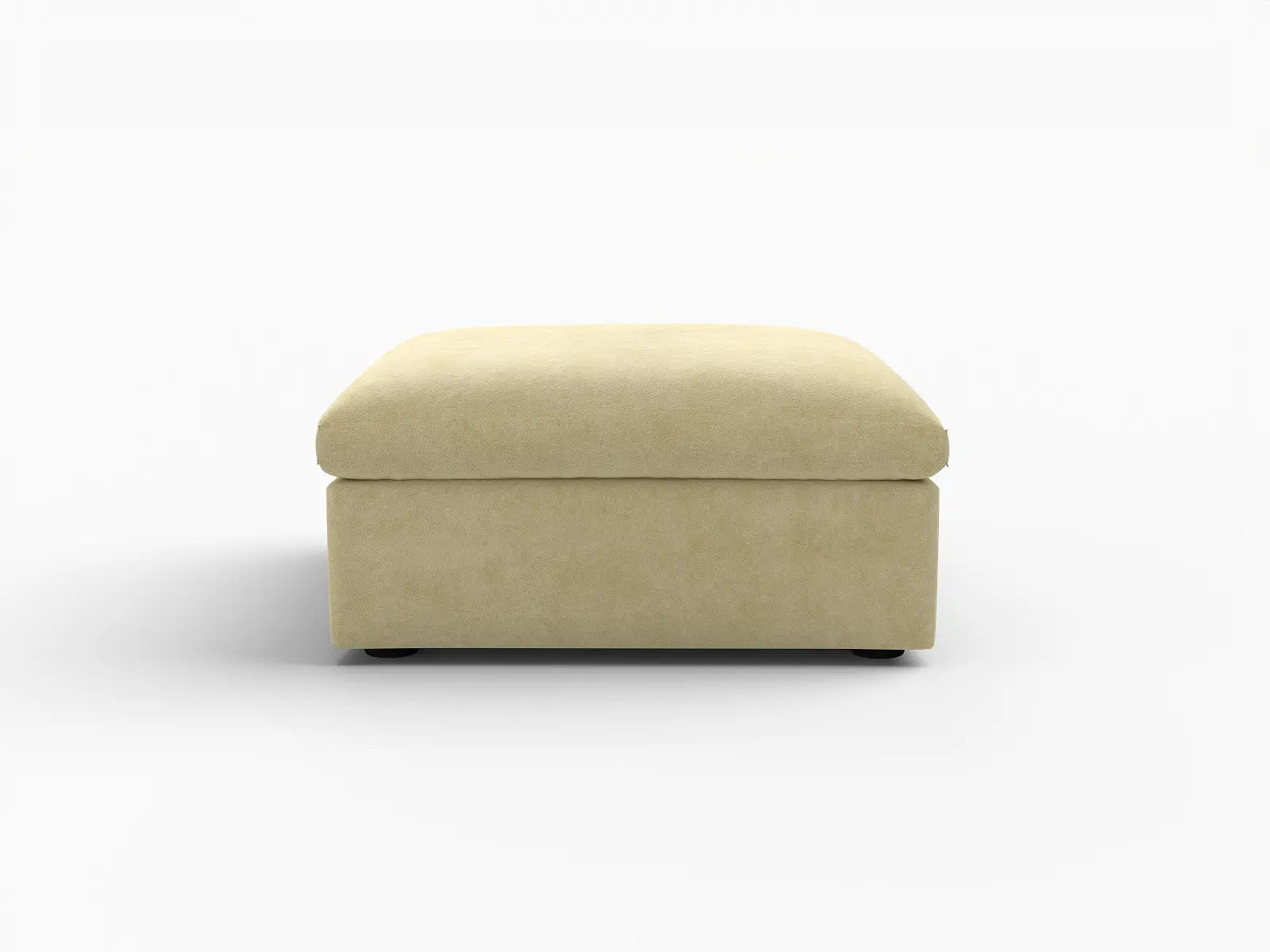 Deluxe Cloud Ottoman in Beige Velvet | 1-Piece (Includes 1 Ottoman), Living Room Accent, Easy To Clean, Small Space
