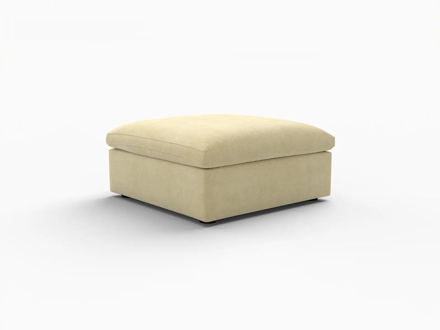 Deluxe Cloud Ottoman in Beige Velvet | 1-Piece (Includes 1 Ottoman), Living Room Accent, Easy To Clean, Small Space