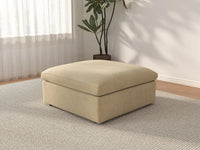 Deluxe Cloud Ottoman in Beige Velvet | 1-Piece (Includes 1 Ottoman), Living Room Accent, Easy To Clean, Small Space