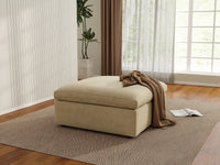 Deluxe Cloud Ottoman in Beige Velvet | 1-Piece (Includes 1 Ottoman), Living Room Accent, Easy To Clean, Small Space