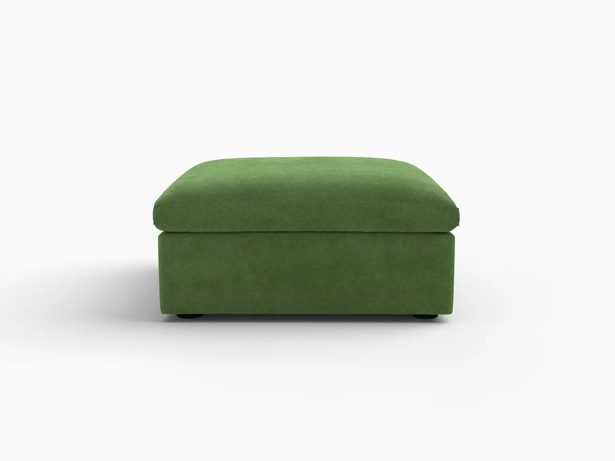 Deluxe Cloud Ottoman in Earth Green Velvet | 1-Piece (Includes 1 Ottoman), Living Room Accent, Easy To Clean, Contemporary Style