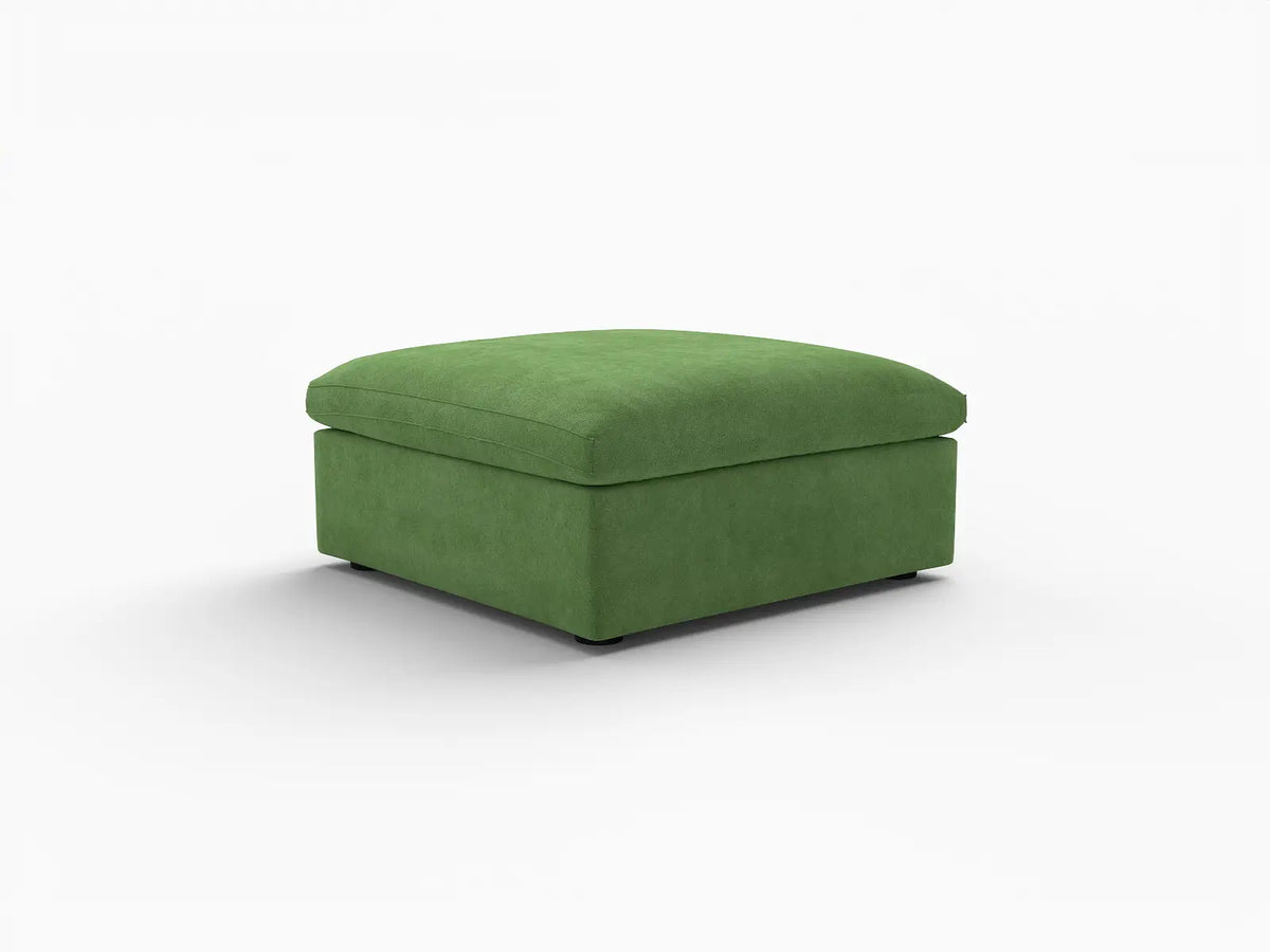 Deluxe Cloud Ottoman in Earth Green Velvet | 1-Piece (Includes 1 Ottoman), Living Room Accent, Easy To Clean, Contemporary Style