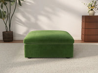 Deluxe Cloud Ottoman in Earth Green Velvet | 1-Piece (Includes 1 Ottoman), Living Room Accent, Easy To Clean, Contemporary Style