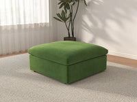 Deluxe Cloud Ottoman in Earth Green Velvet | 1-Piece (Includes 1 Ottoman), Living Room Accent, Easy To Clean, Contemporary Style