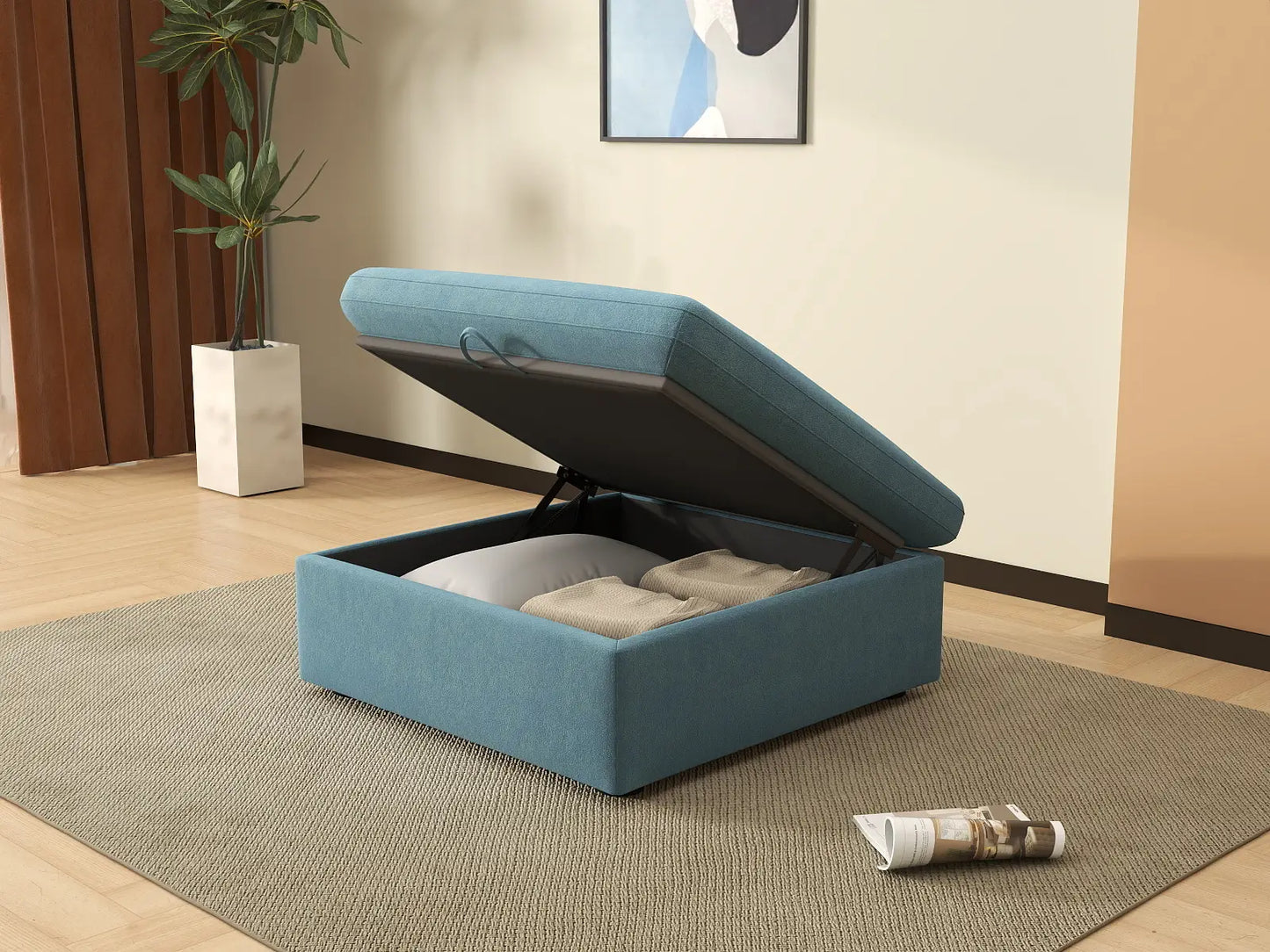 Deluxe Cloud Ottoman in Light Blue Velvet | 1-Piece (Includes 1 Ottoman), Living Room Accent, Easy To Clean, Modular Design