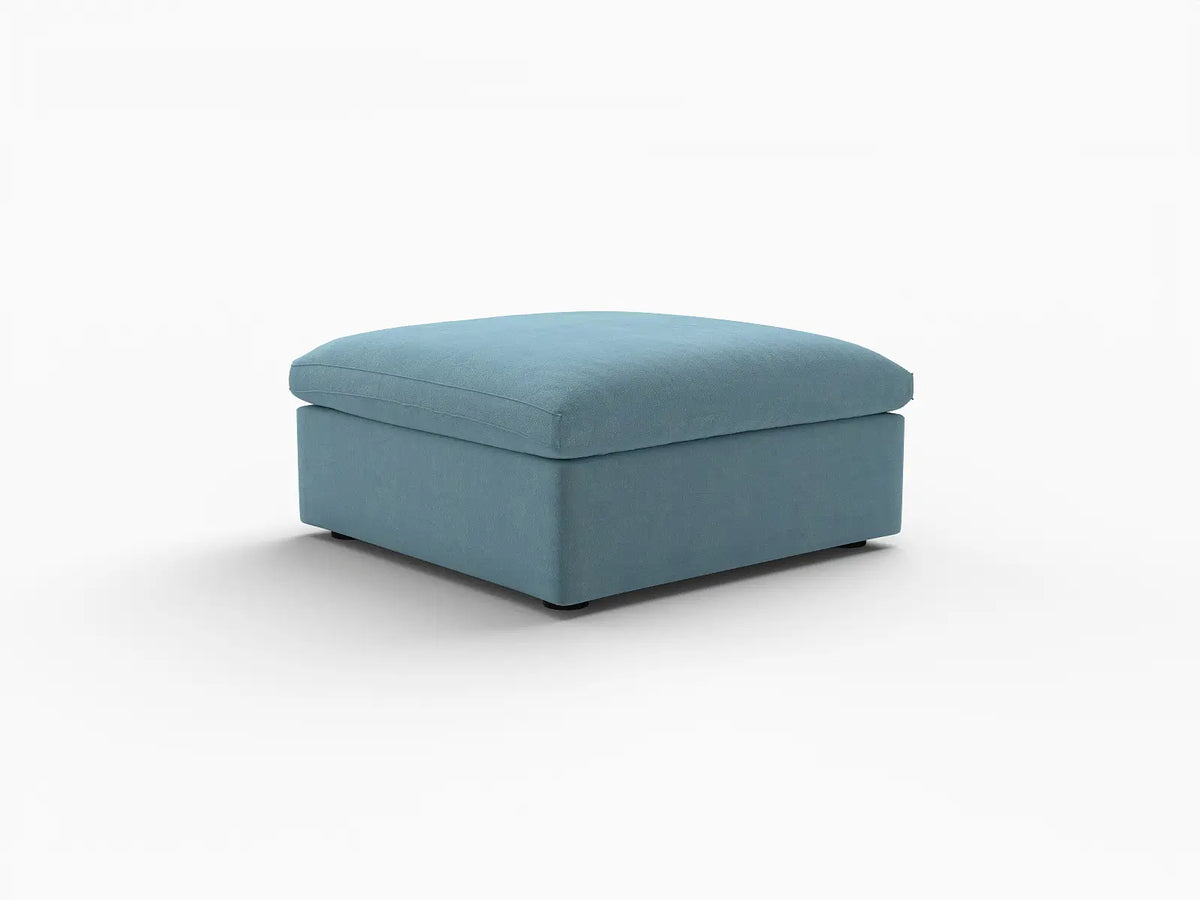 Deluxe Cloud Ottoman in Light Blue Velvet | 1-Piece (Includes 1 Ottoman), Living Room Accent, Easy To Clean, Modular Design