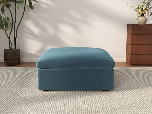 Deluxe Cloud Ottoman in Light Blue Velvet | 1-Piece (Includes 1 Ottoman), Living Room Accent, Easy To Clean, Modular Design