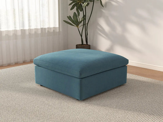 Deluxe Cloud Ottoman in Light Blue Velvet | 1-Piece (Includes 1 Ottoman), Living Room Accent, Easy To Clean, Modular Design