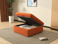 Deluxe Cloud Ottoman in Orange Velvet | 1-Piece (Includes 1 Ottoman), Living Room Accent, Easy To Clean, Modern Style