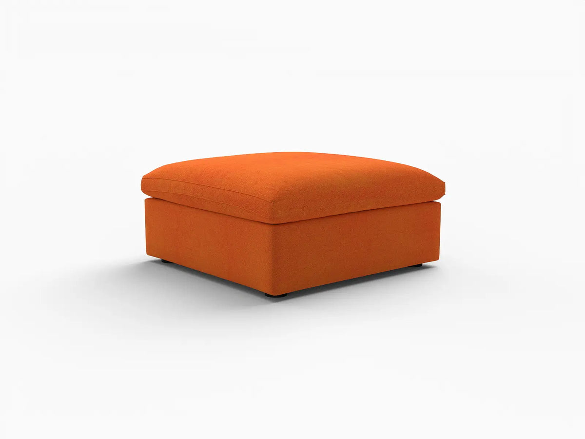Deluxe Cloud Ottoman in Orange Velvet | 1-Piece (Includes 1 Ottoman), Living Room Accent, Easy To Clean, Modern Style