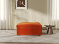Deluxe Cloud Ottoman in Orange Velvet | 1-Piece (Includes 1 Ottoman), Living Room Accent, Easy To Clean, Modern Style