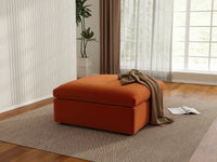 Deluxe Cloud Ottoman in Orange Velvet | 1-Piece (Includes 1 Ottoman), Living Room Accent, Easy To Clean, Modern Style