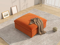 Deluxe Cloud Ottoman in Orange Velvet | 1-Piece (Includes 1 Ottoman), Living Room Accent, Easy To Clean, Modern Style
