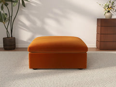 Deluxe Cloud Terracotta Ottoman | 1-Piece (Includes 1 Ottoman), Velvet Fabric, Living Room Accent, Washable Cushion Covers
