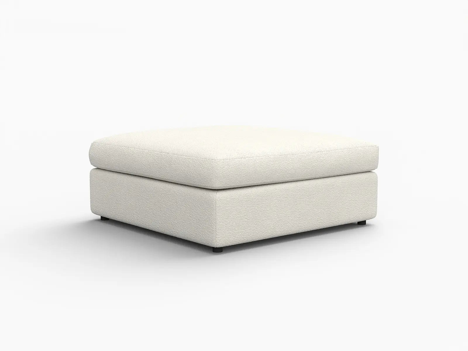 Deluxe Cloud White Ottoman | 1-Piece (Includes 1 Ottoman), Bouclé Sherpa-Like Fabric, Easy To Clean
