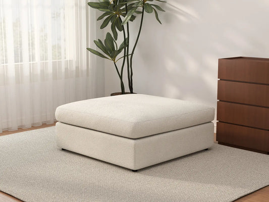 Otomana Deluxe Cloud Blanca | 1 Pieza (Incluye 1 Otomana), Tejido Bouclé Tipo Sherpa, Fácil de Limpiar